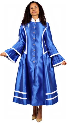 Diana Couture Church Robe 8708-Royal Blue/White