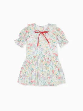 Ivory Floral Izara Girl Drop Waist Dress