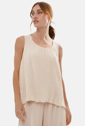 Pleated Vest Beige