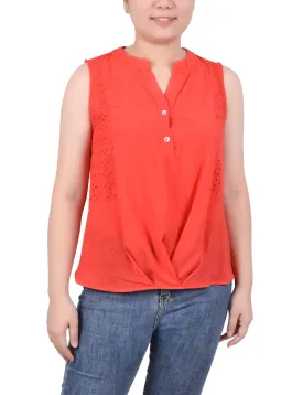 Sleeveless Blouse With Eyelet Insets