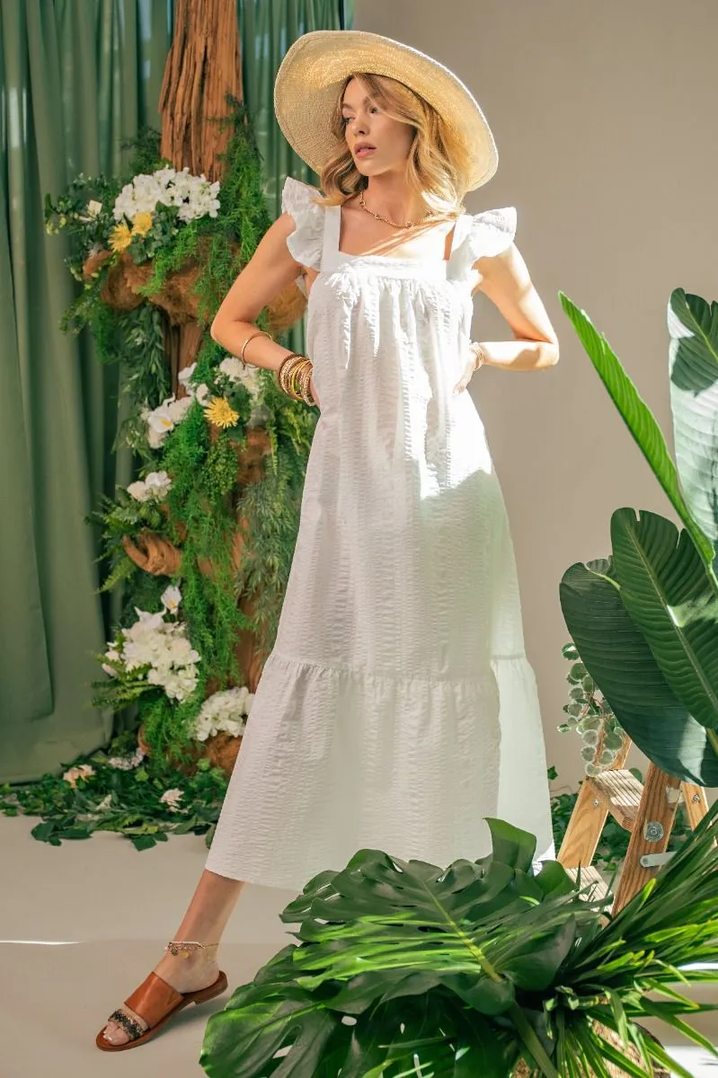 100% Cotton Poplin Crinkle Maxi Dress