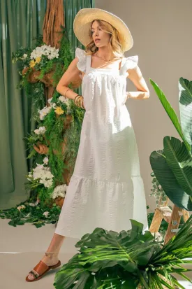 100% Cotton Poplin Crinkle Maxi Dress