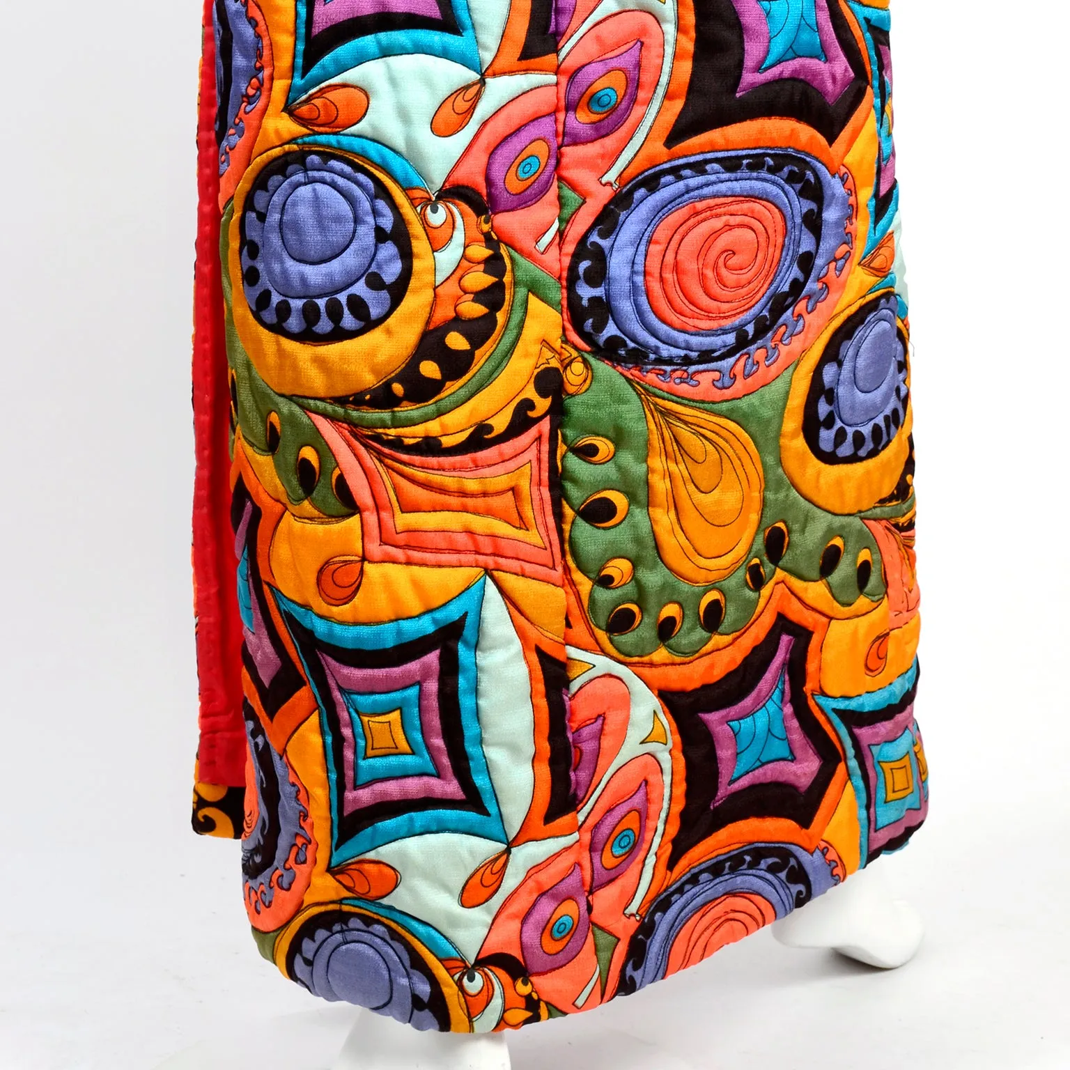 1960's Dynasty Psychedelic Quilted Vintage Dress w/ Slit