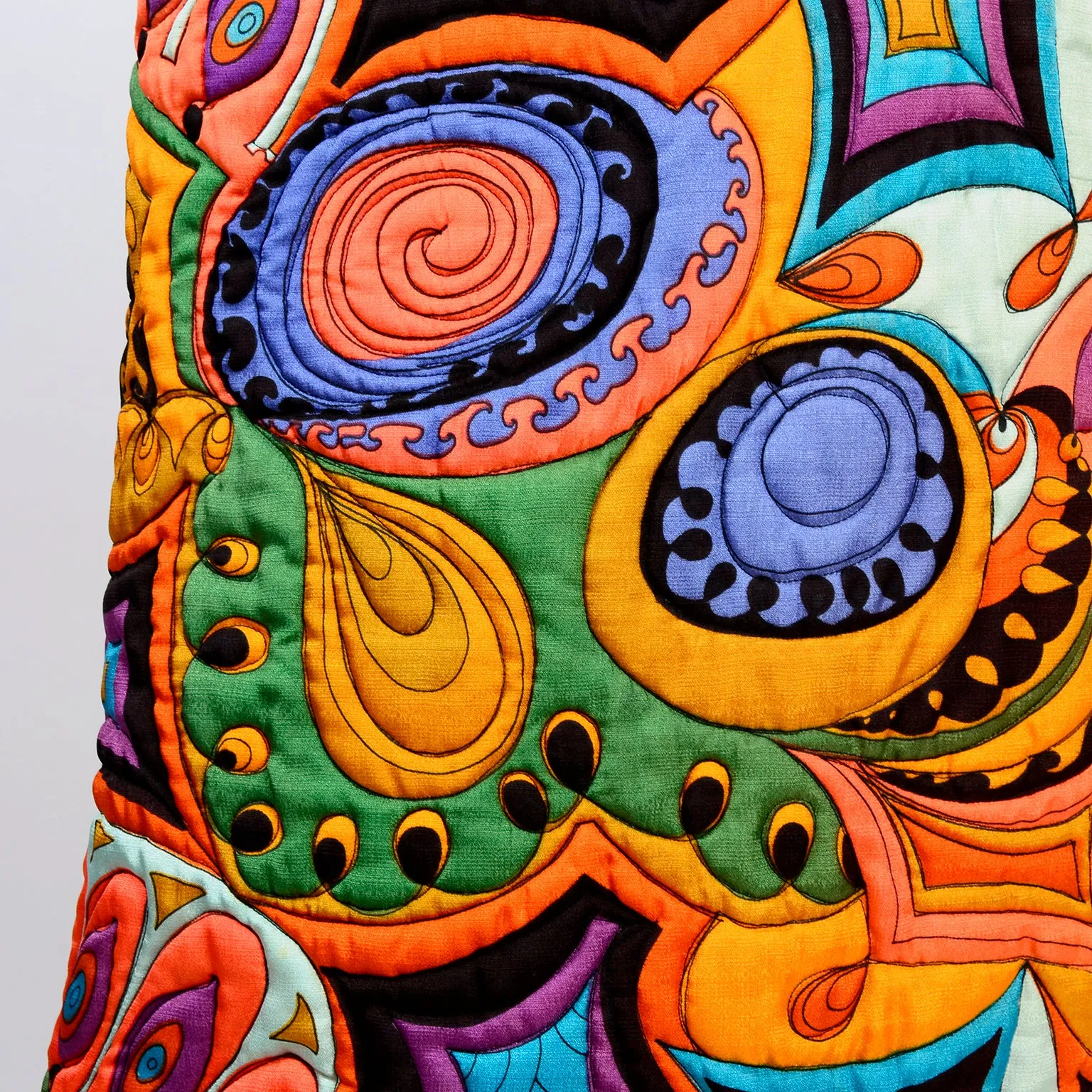 1960's Dynasty Psychedelic Quilted Vintage Dress w/ Slit