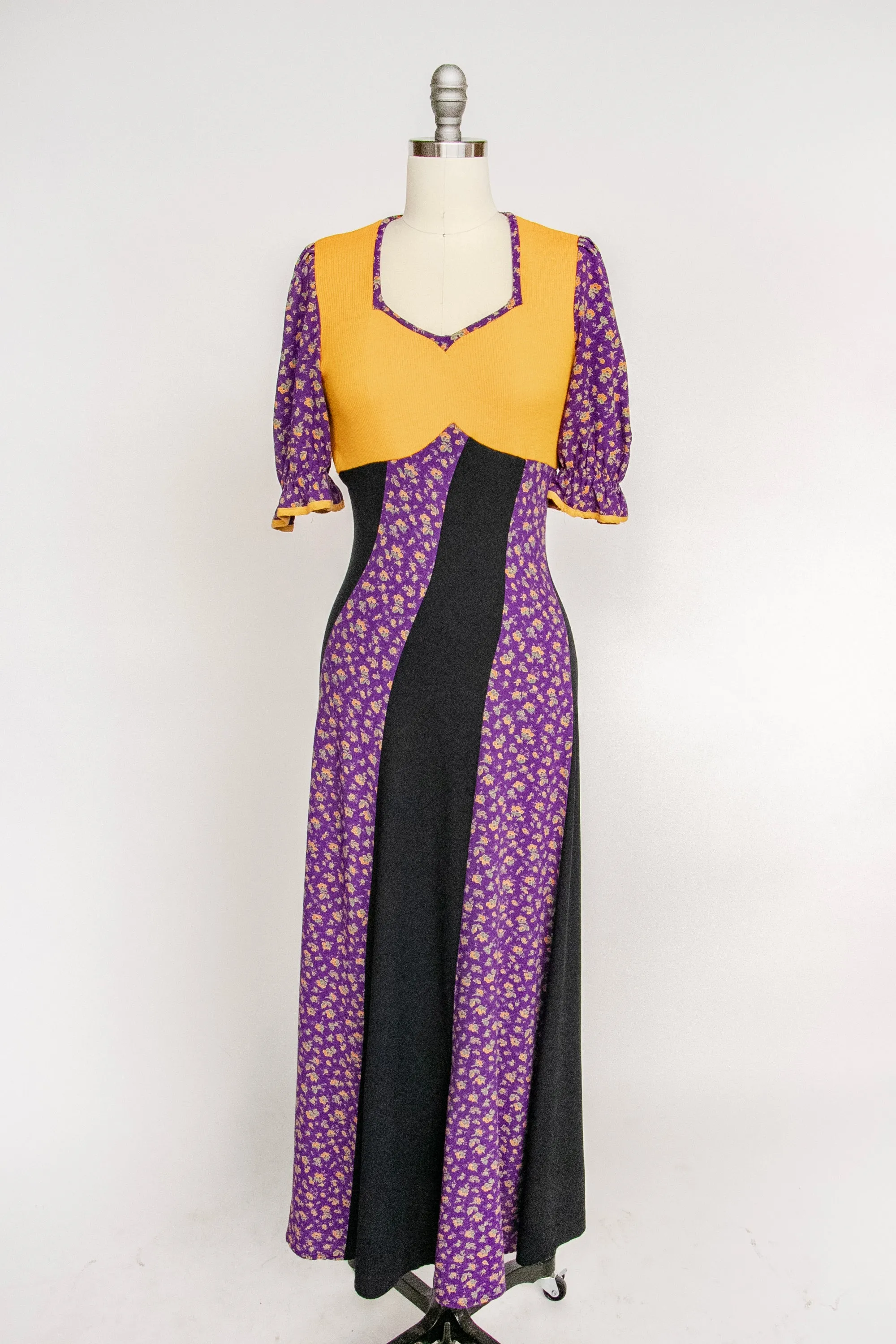 1970s Dress Paneled Bias Cut Maxi S