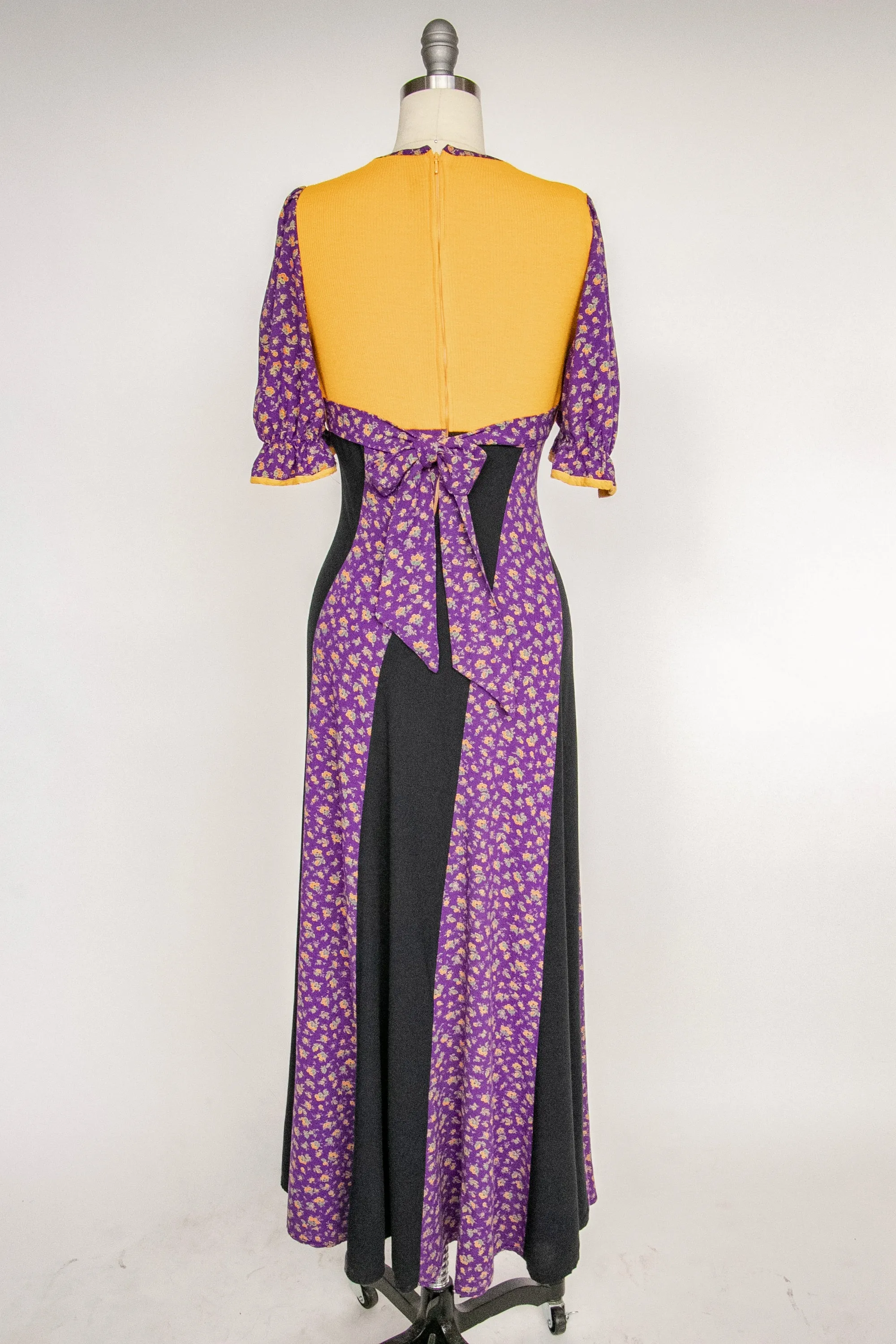 1970s Dress Paneled Bias Cut Maxi S