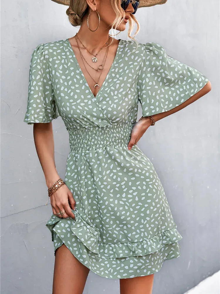 2024 Elegant Lotus Leaf Sleeve Summer Dress Boho Dress