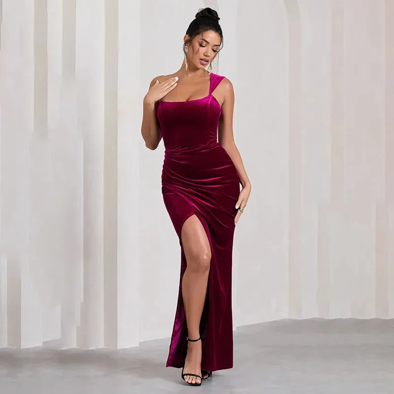 2024 Fashion Sleeveless One-Shoulder Backless Bodycon Dress Cut Out Dresses