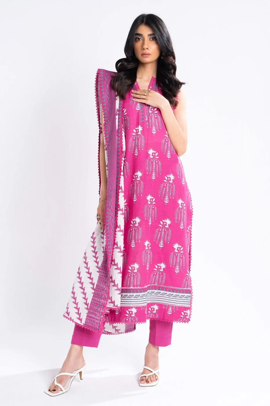 3 Piece Cambric Suit with Lawn Dupatta