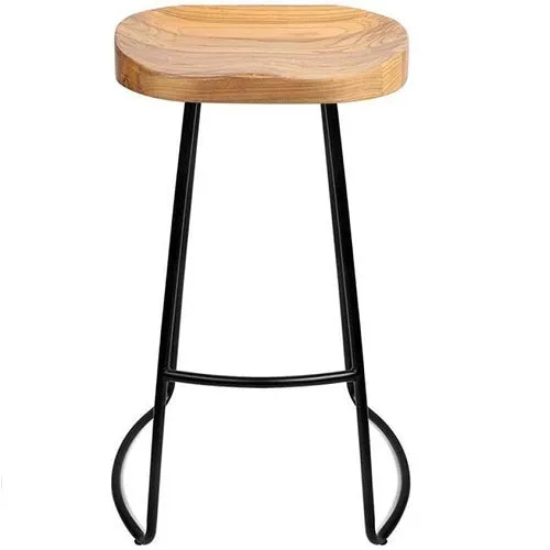 5 Retro Barstools Wood Seat Metal Legs & 1 Table