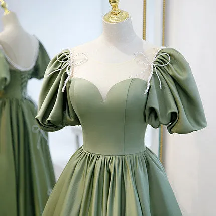 A line Green Long Prom Dresses SH176