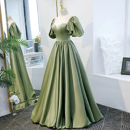 A line Green Long Prom Dresses SH176