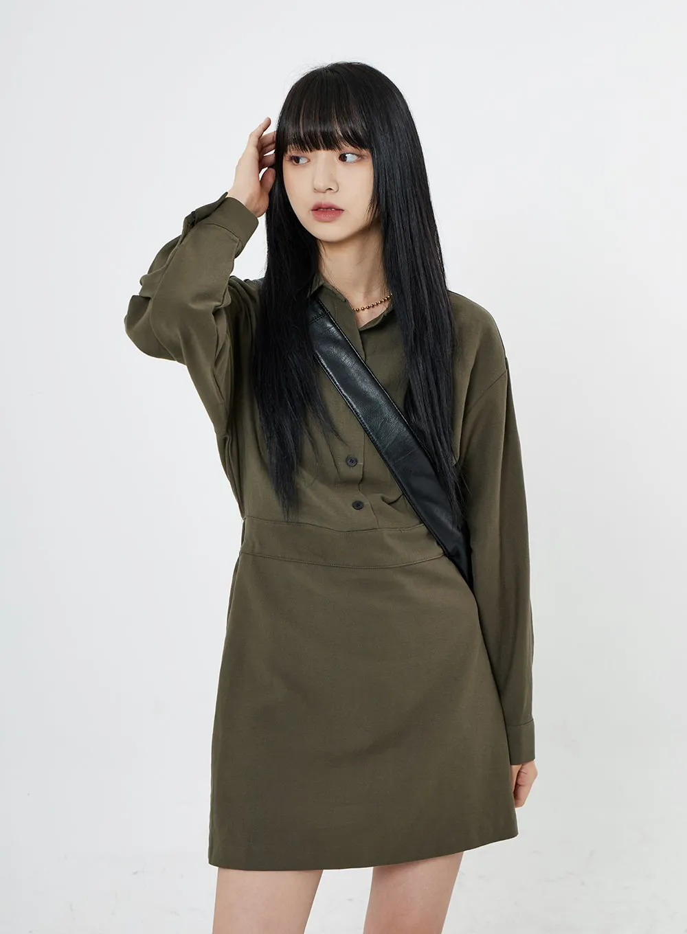 A-Line Shirt Mini Dress OO11