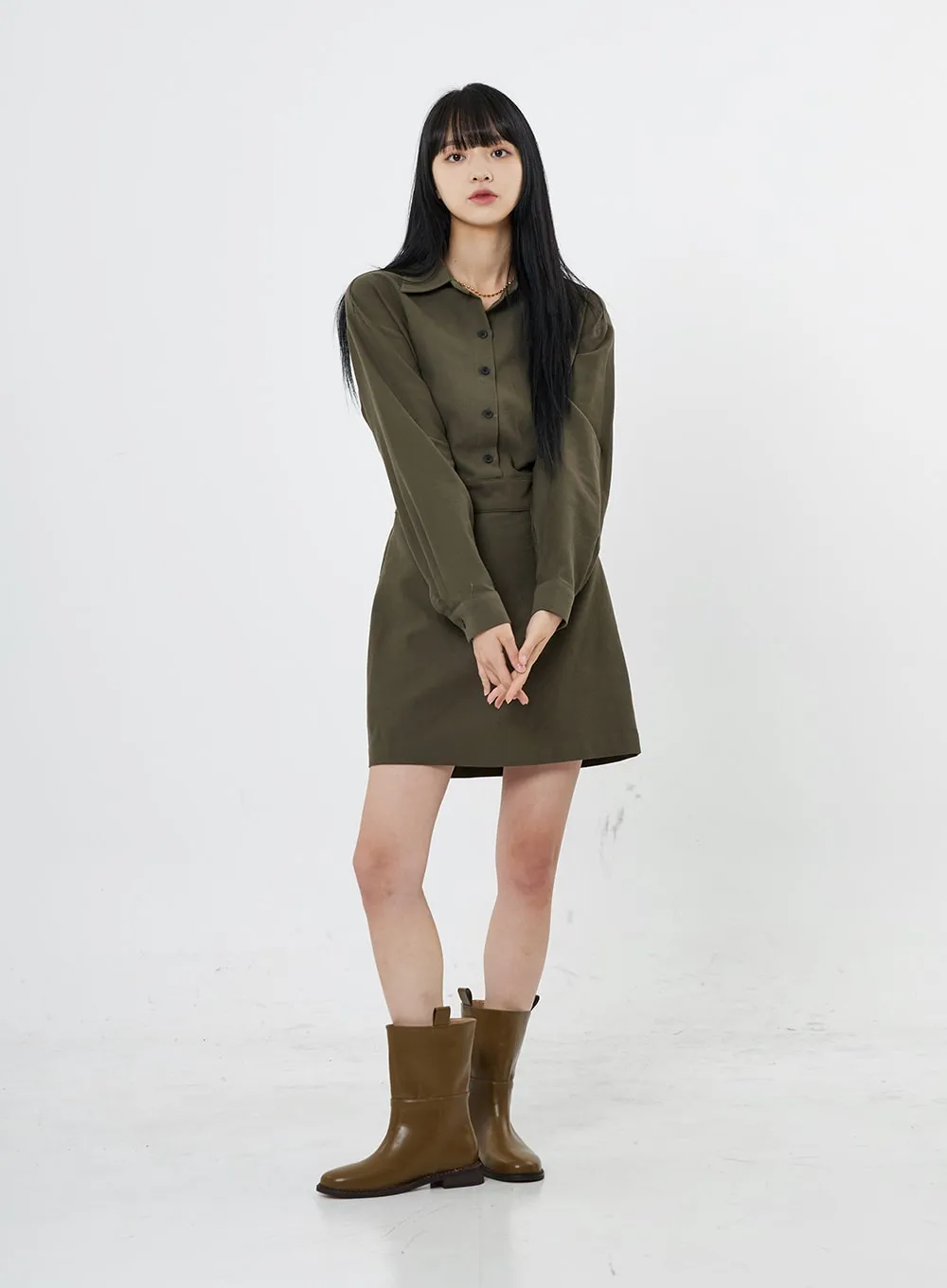 A-Line Shirt Mini Dress OO11