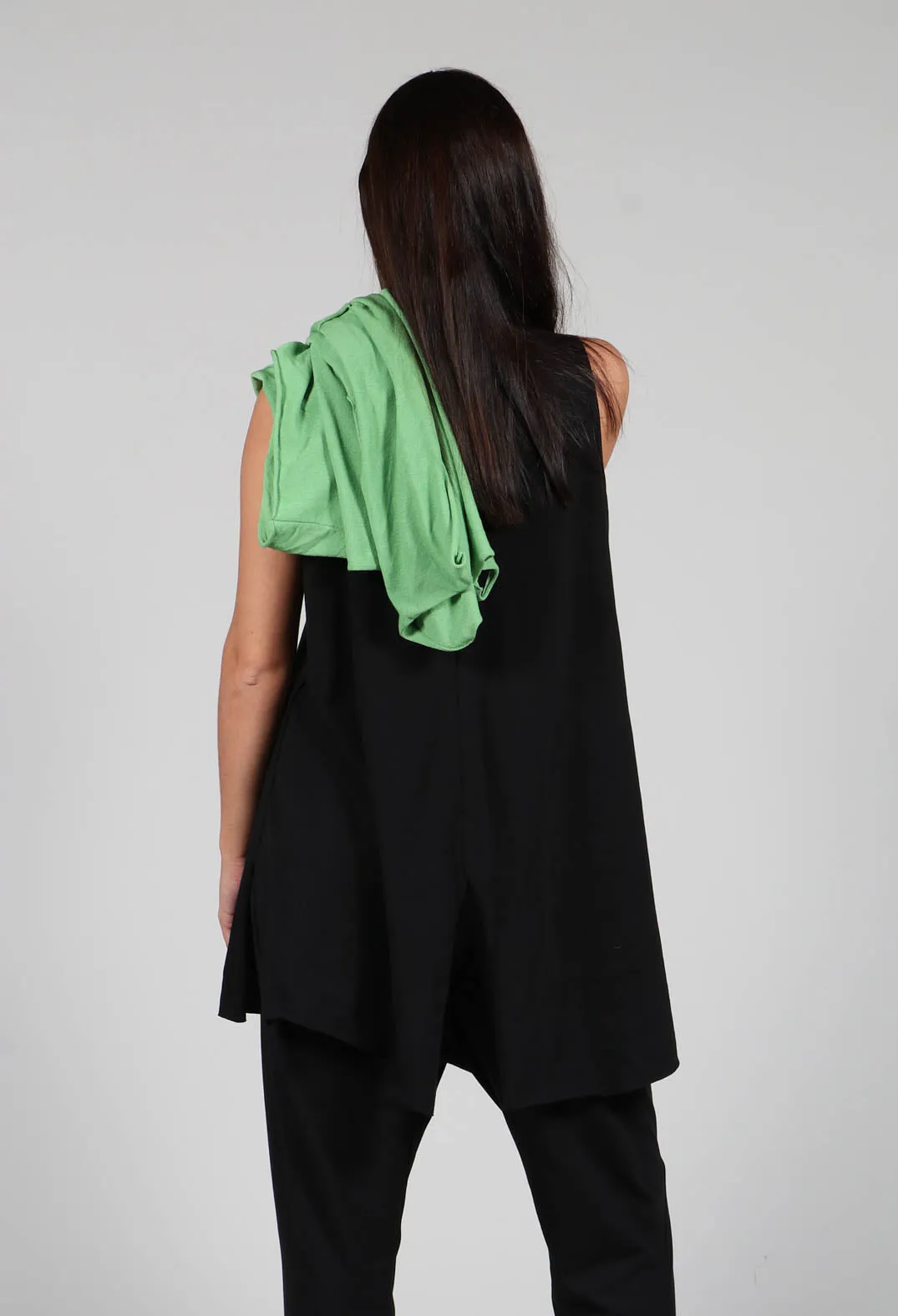 A Line Vest Top with Front Pocket in Black