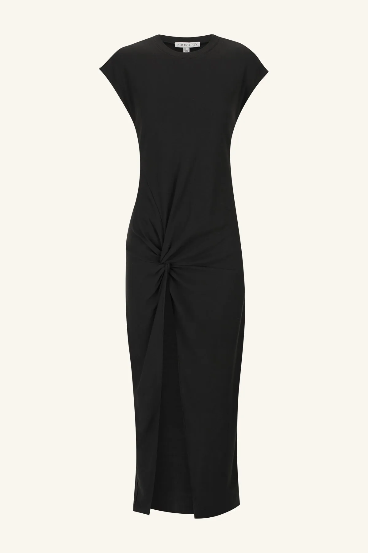 ABY TWIST MIDI DRESS - BLACK