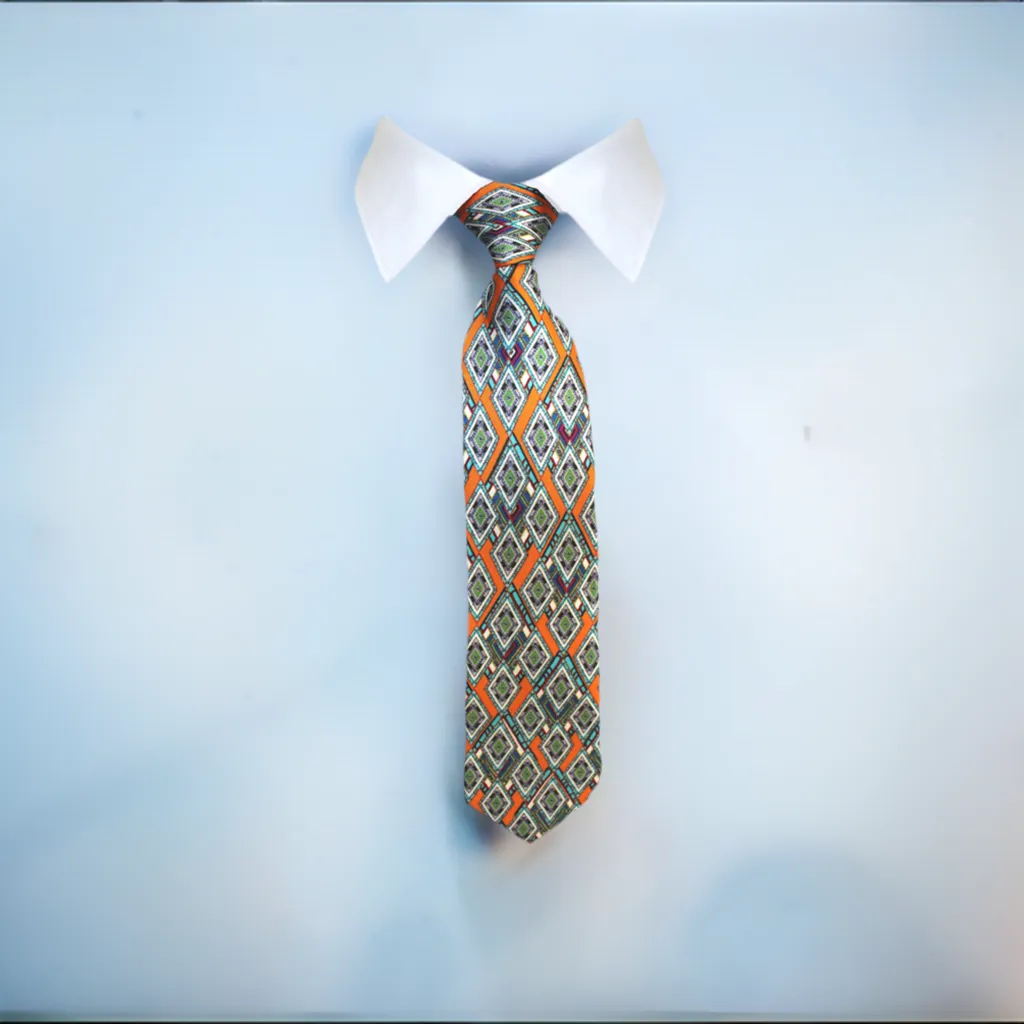 Adult size, Orange Diamonds, 100% Silk Twill Tie