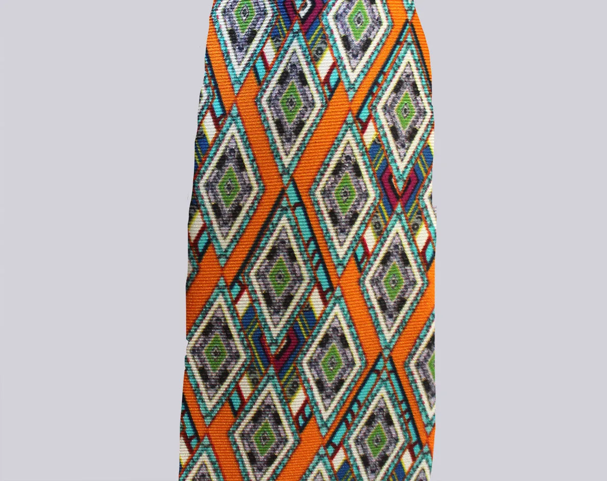 Adult size, Orange Diamonds, 100% Silk Twill Tie