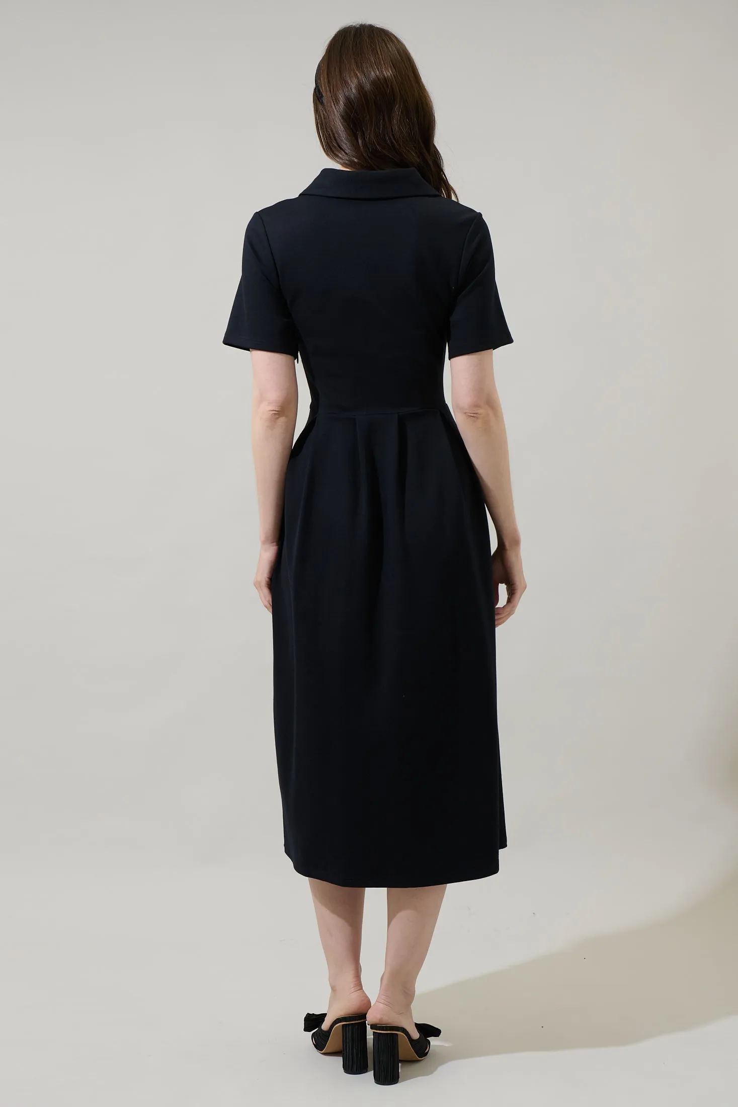 Aimee Collared Pleated Midi Dress