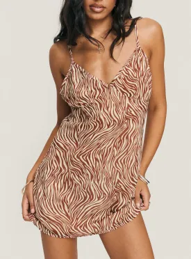 Akari Mini Dress Brown Zebra