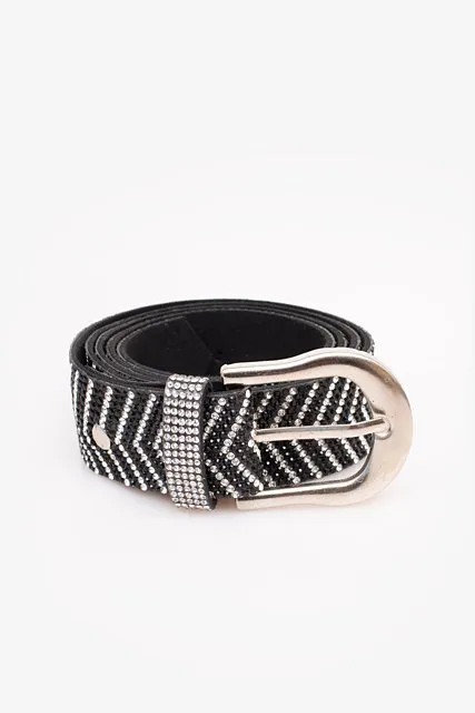 Antler Rhinestone Belt Black