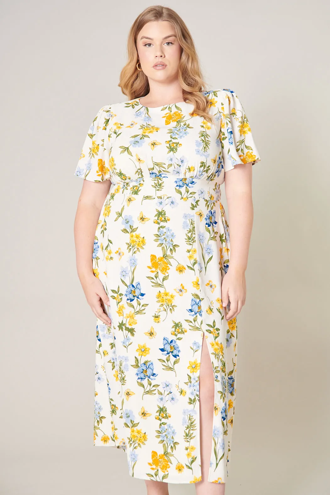 April Bloom Floral Midi Dress Curve