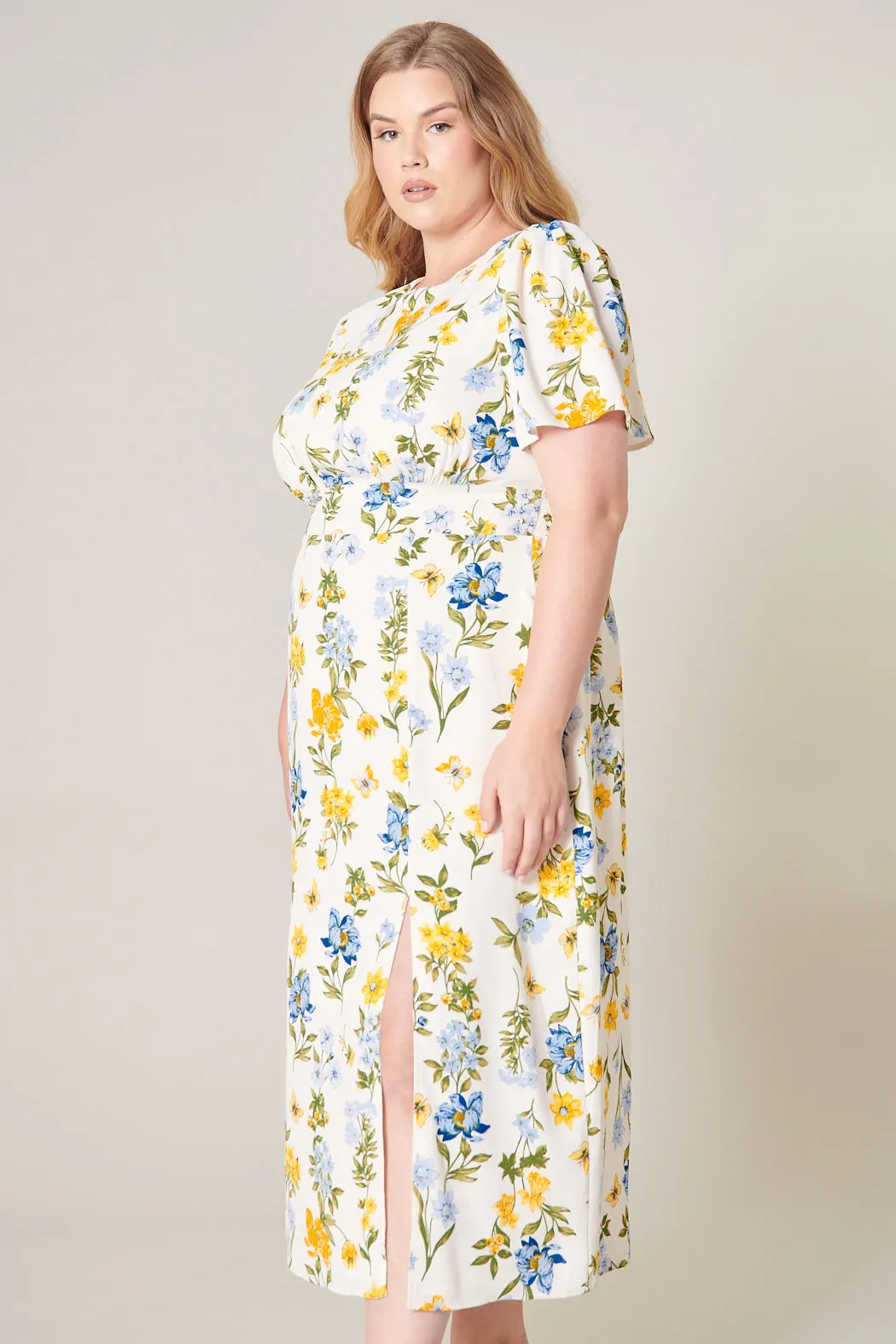 April Bloom Floral Midi Dress Curve