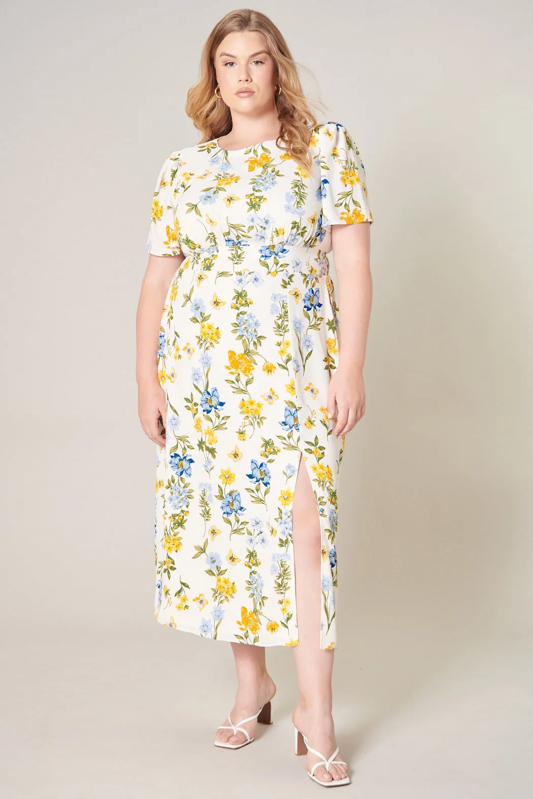 April Bloom Floral Midi Dress Curve