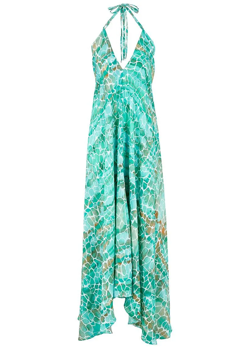 AQUA PEBBLES SILK IBIZA DRESS