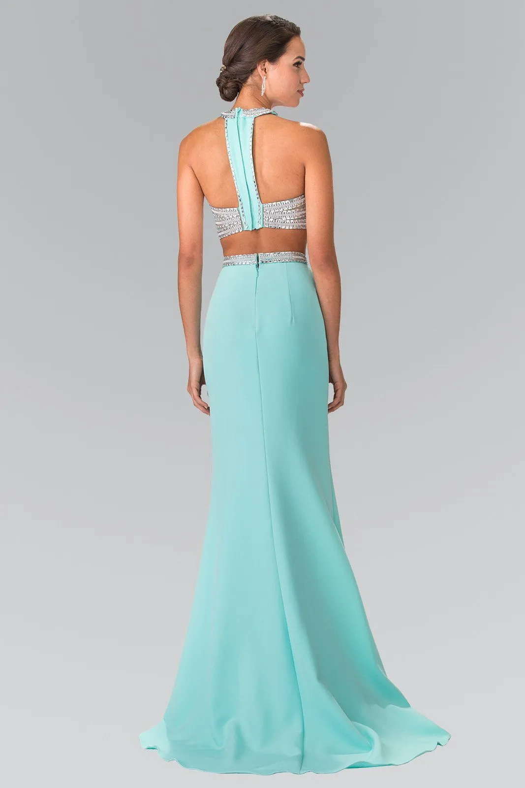 Aqua Two-Piece Dress with Beaded Accents by Elizabeth K GL2256