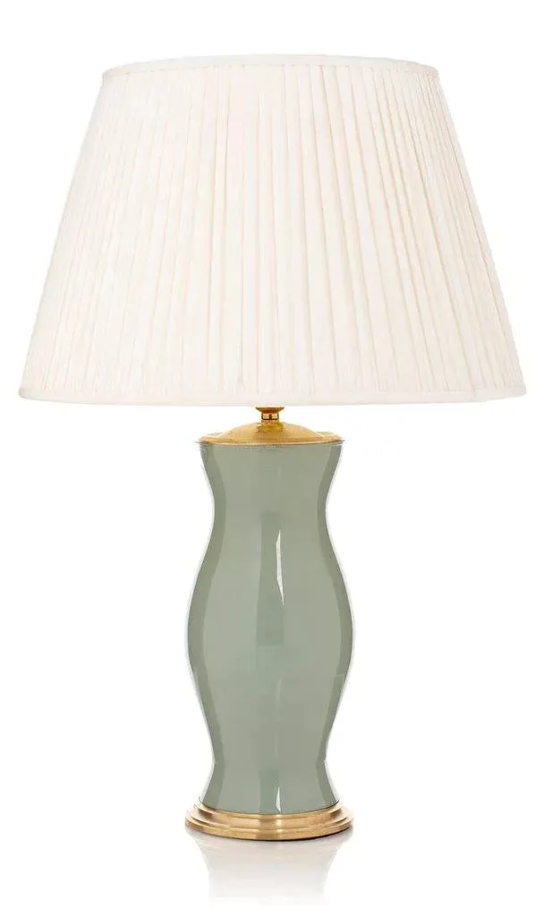 Artichoke Green Handblown Glass Lamp with Brass Accents