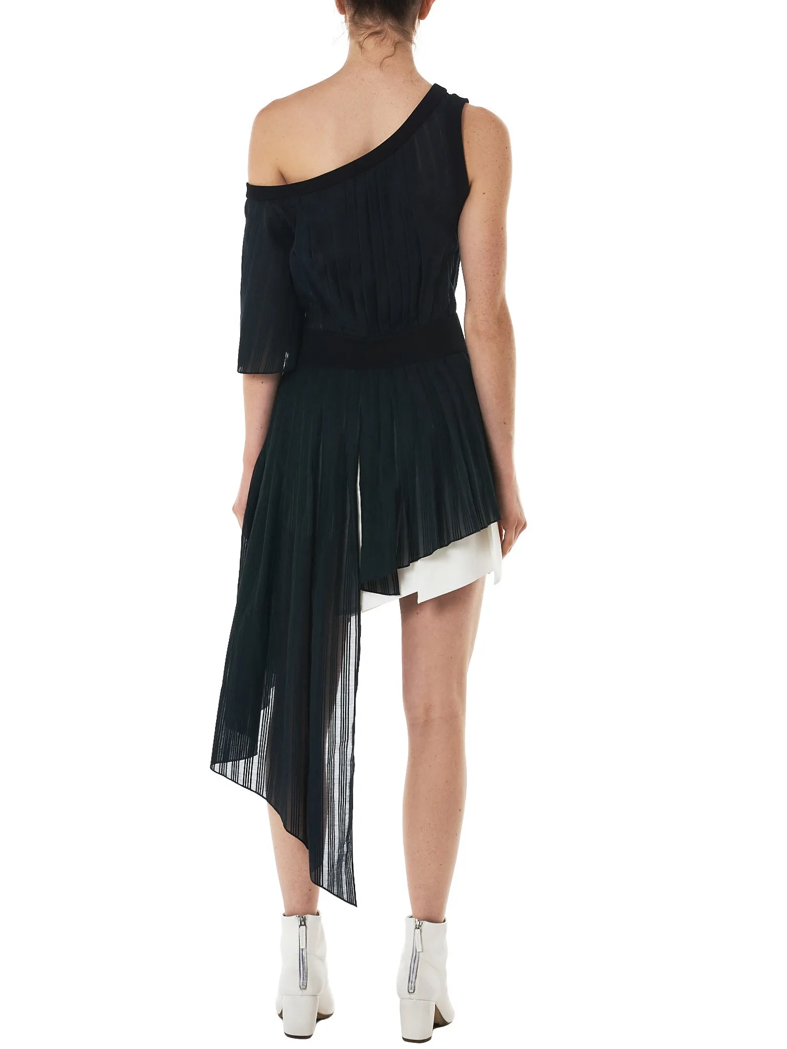 Asymmetric Draped Striped Top (T20-BLACK)