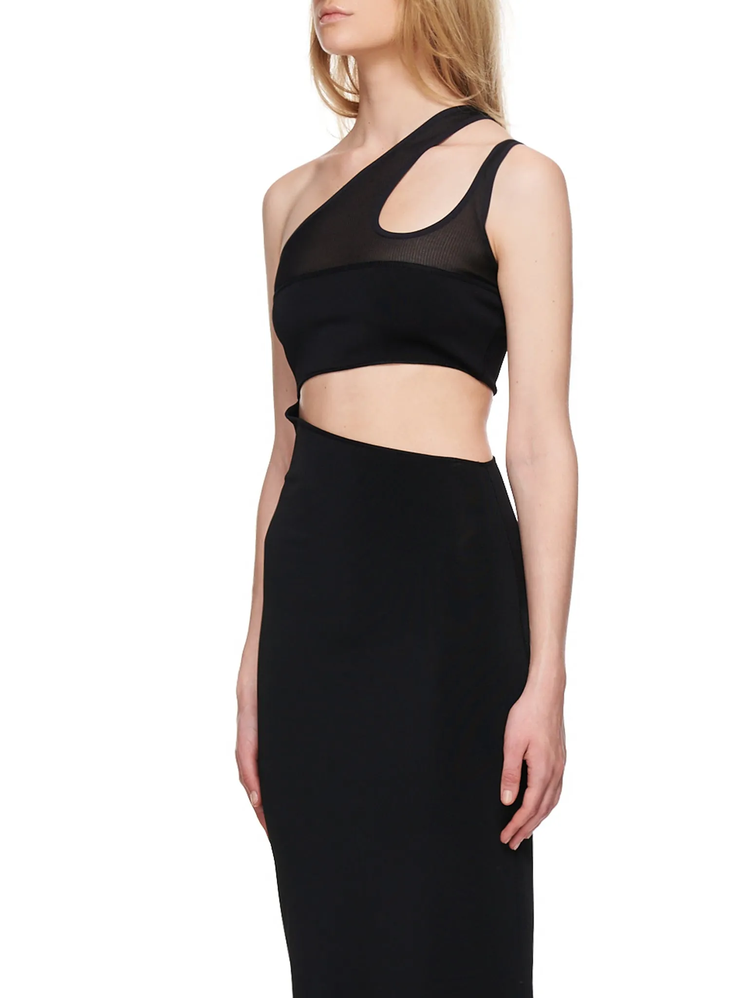 Asymmetric Knit Cut-Out Dress (2R012981092-BLACK)