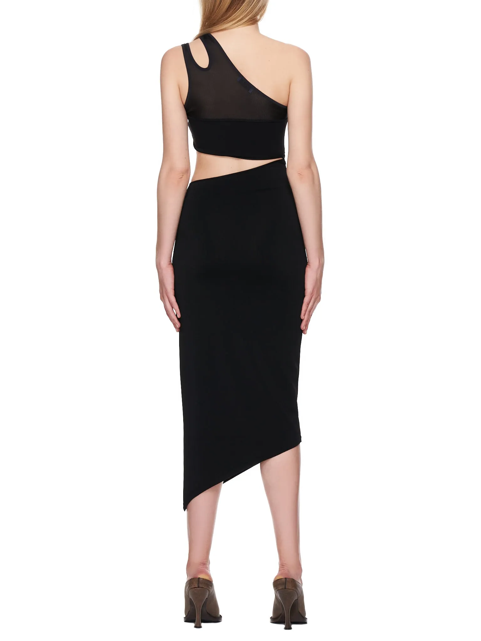 Asymmetric Knit Cut-Out Dress (2R012981092-BLACK)