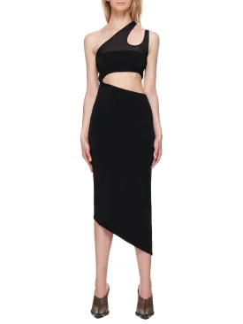 Asymmetric Knit Cut-Out Dress (2R012981092-BLACK)