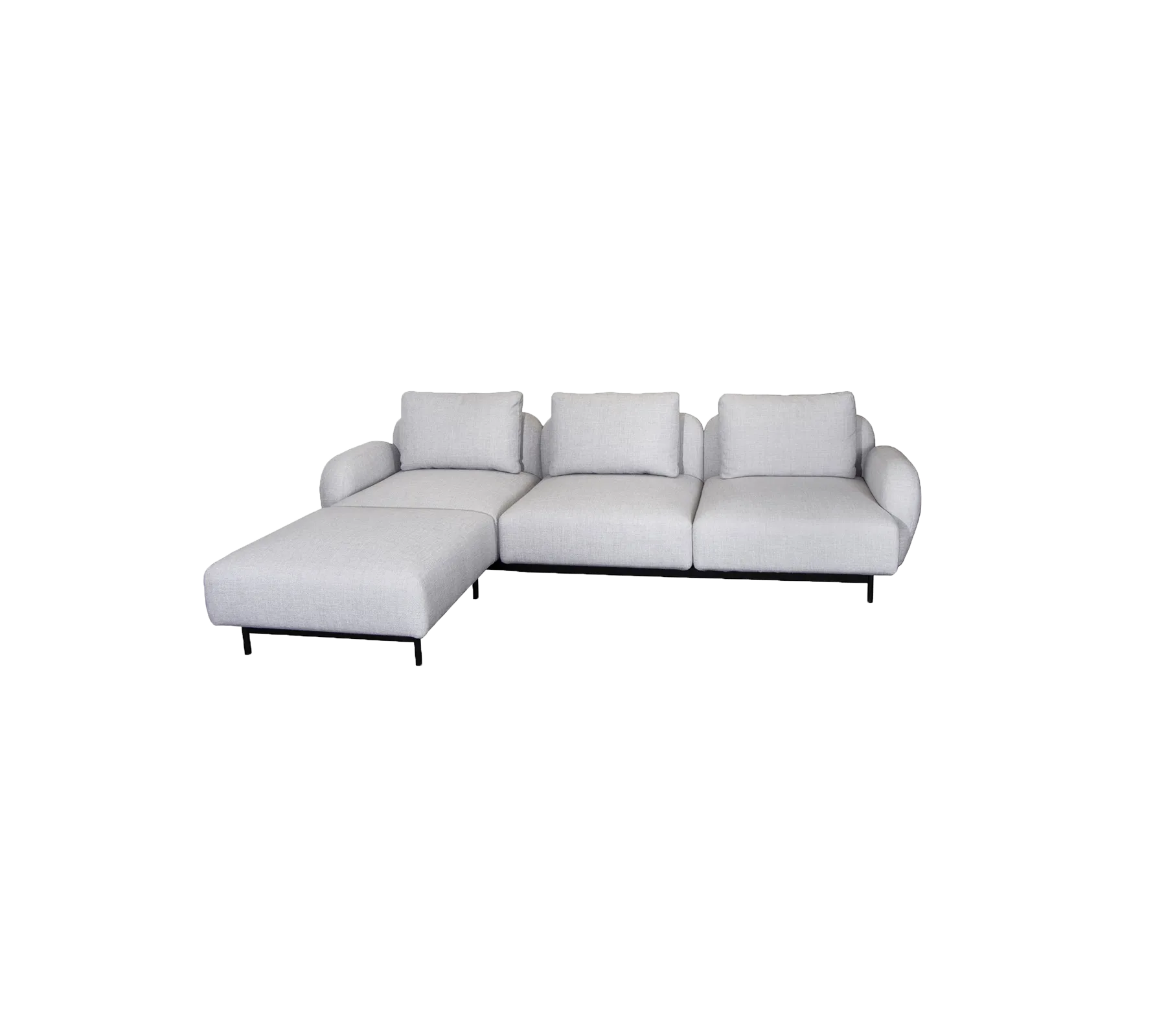 Aura 3-seater sofa, w/low armrest & chaise lounge, right (2)