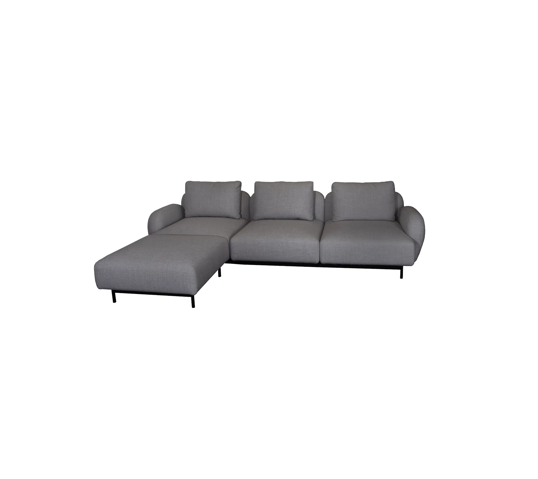 Aura 3-seater sofa, w/low armrest & chaise lounge, right (2)