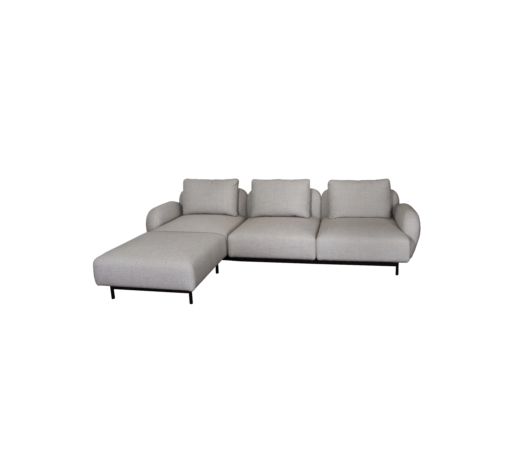 Aura 3-seater sofa, w/low armrest & chaise lounge, right (2)