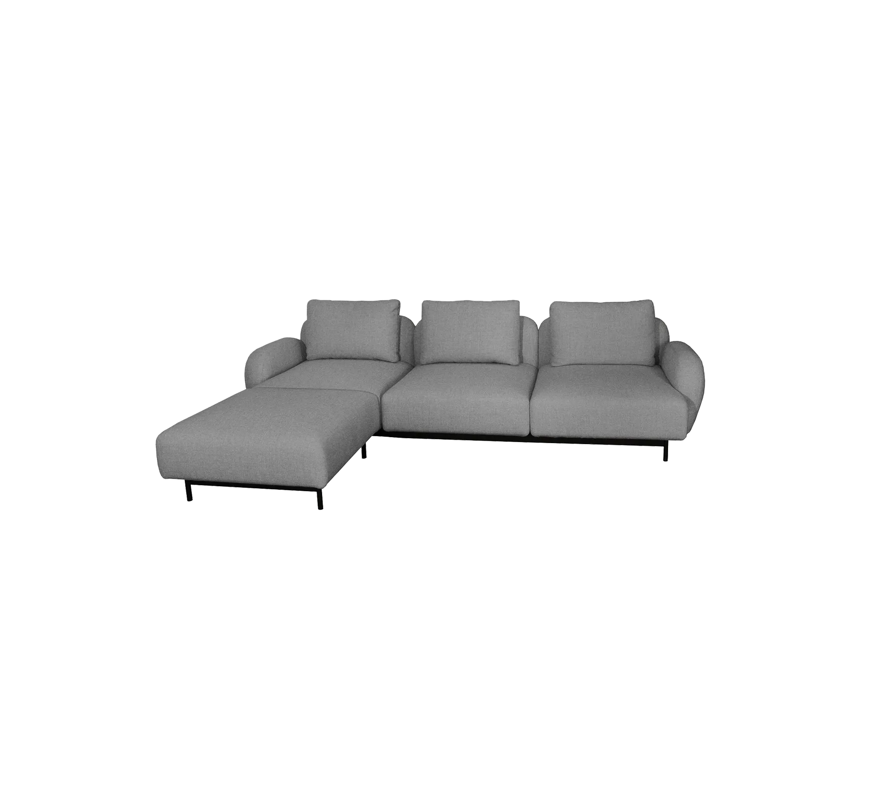 Aura 3-seater sofa, w/low armrest & chaise lounge, right (2)