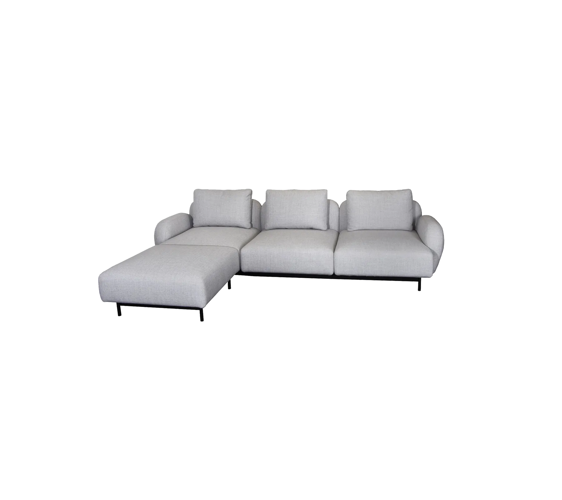 Aura 3-seater sofa, w/low armrest & chaise lounge, right (2)