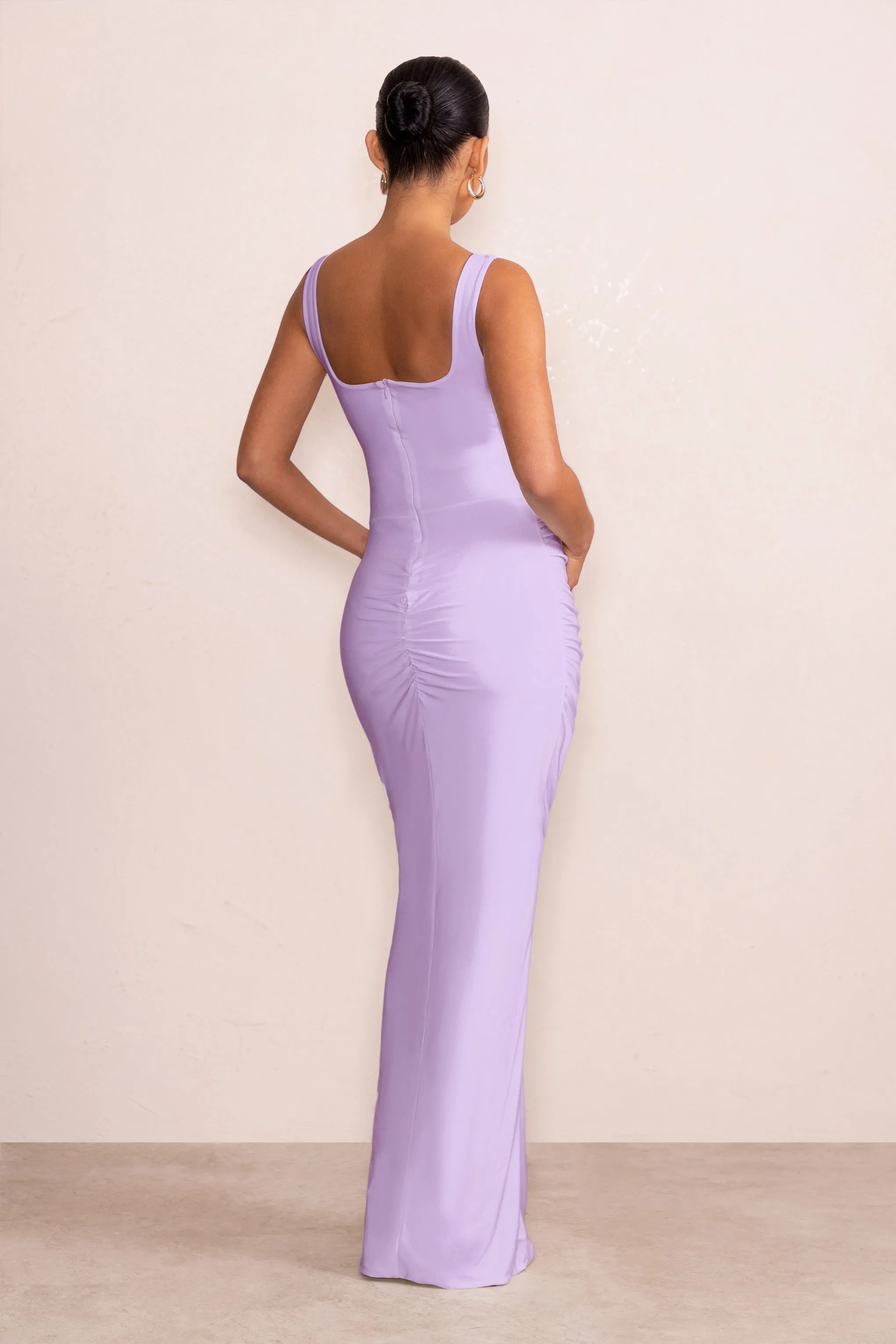 Avril | Lilac Square Neck Maternity Maxi Dress with Split