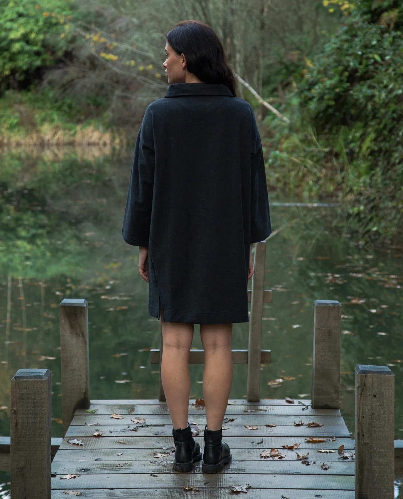 Ayse Organic Cotton Dress in Black Marl