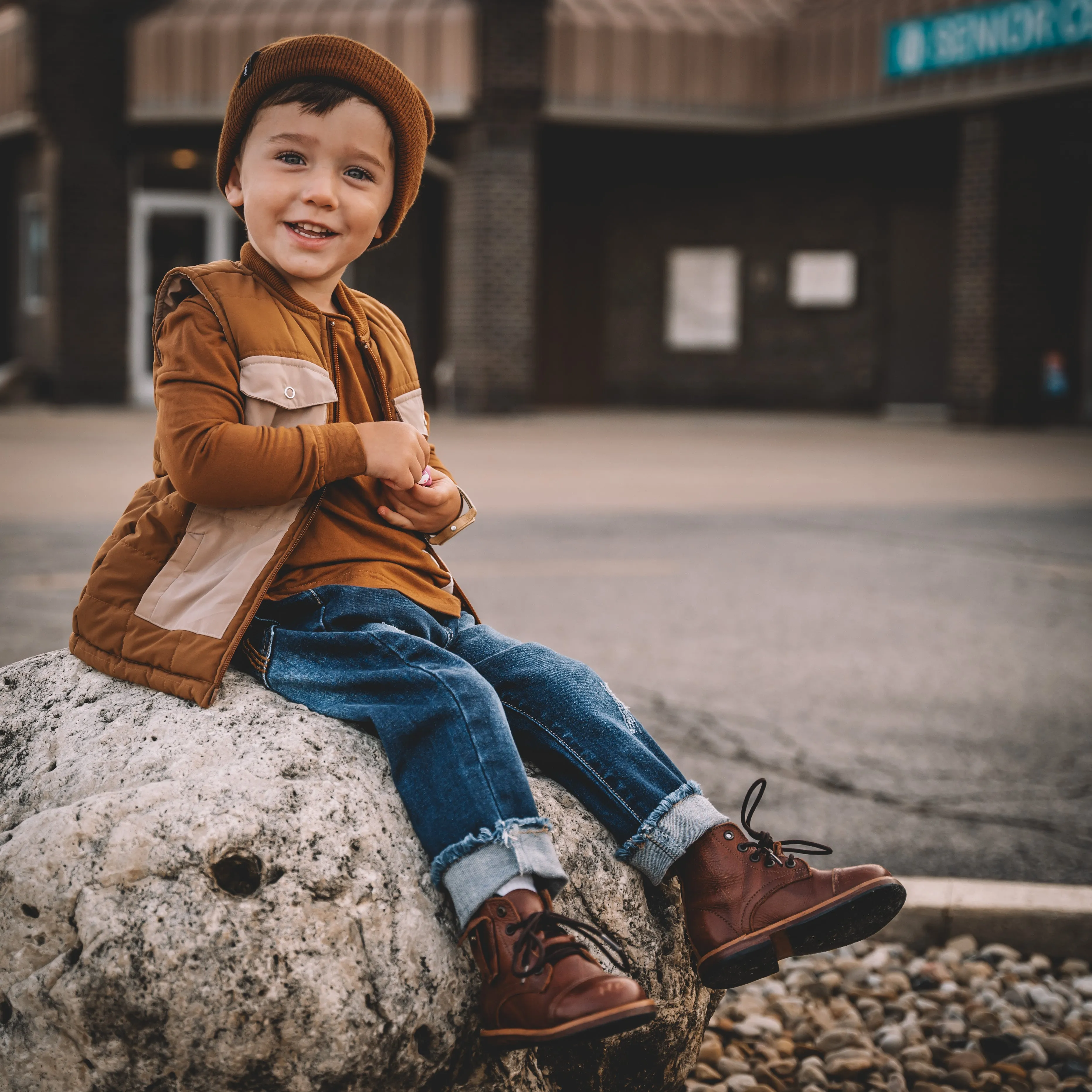 Baby Boys Girls Stretch Waist Ripped Jeans