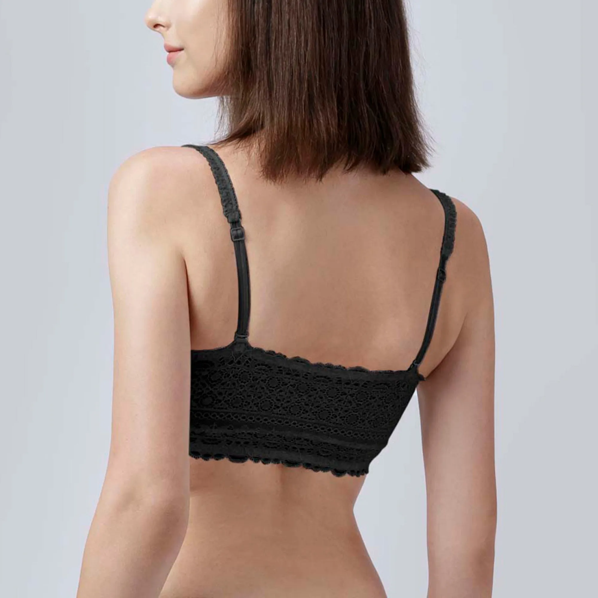 Bandeau Lacy Bra - Black