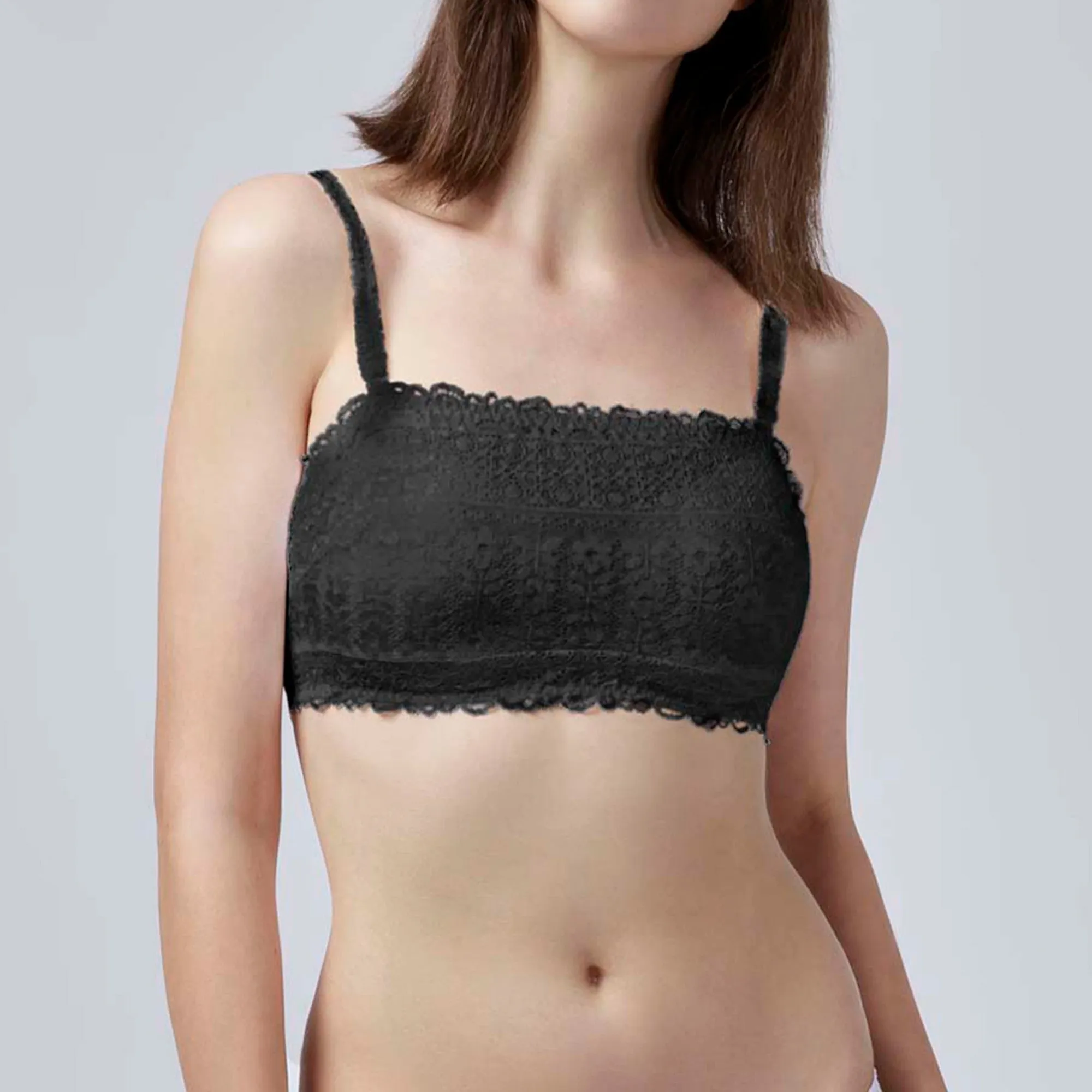 Bandeau Lacy Bra - Black