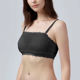 Bandeau Lacy Bra - Black