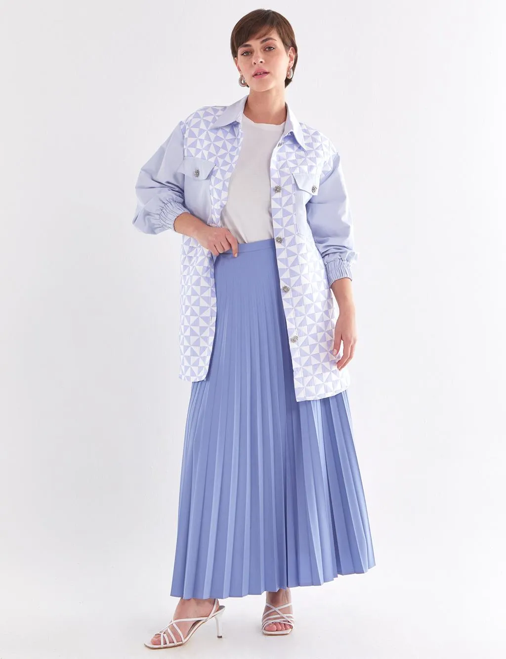 Basic Pleated Skirt Aviator Blue