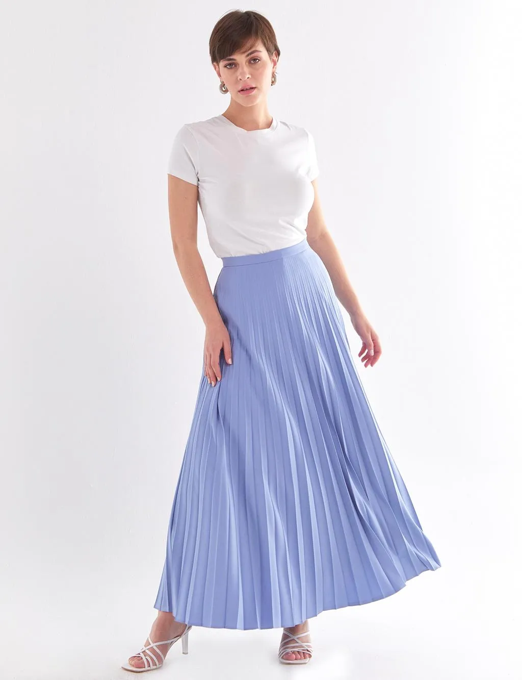 Basic Pleated Skirt Aviator Blue