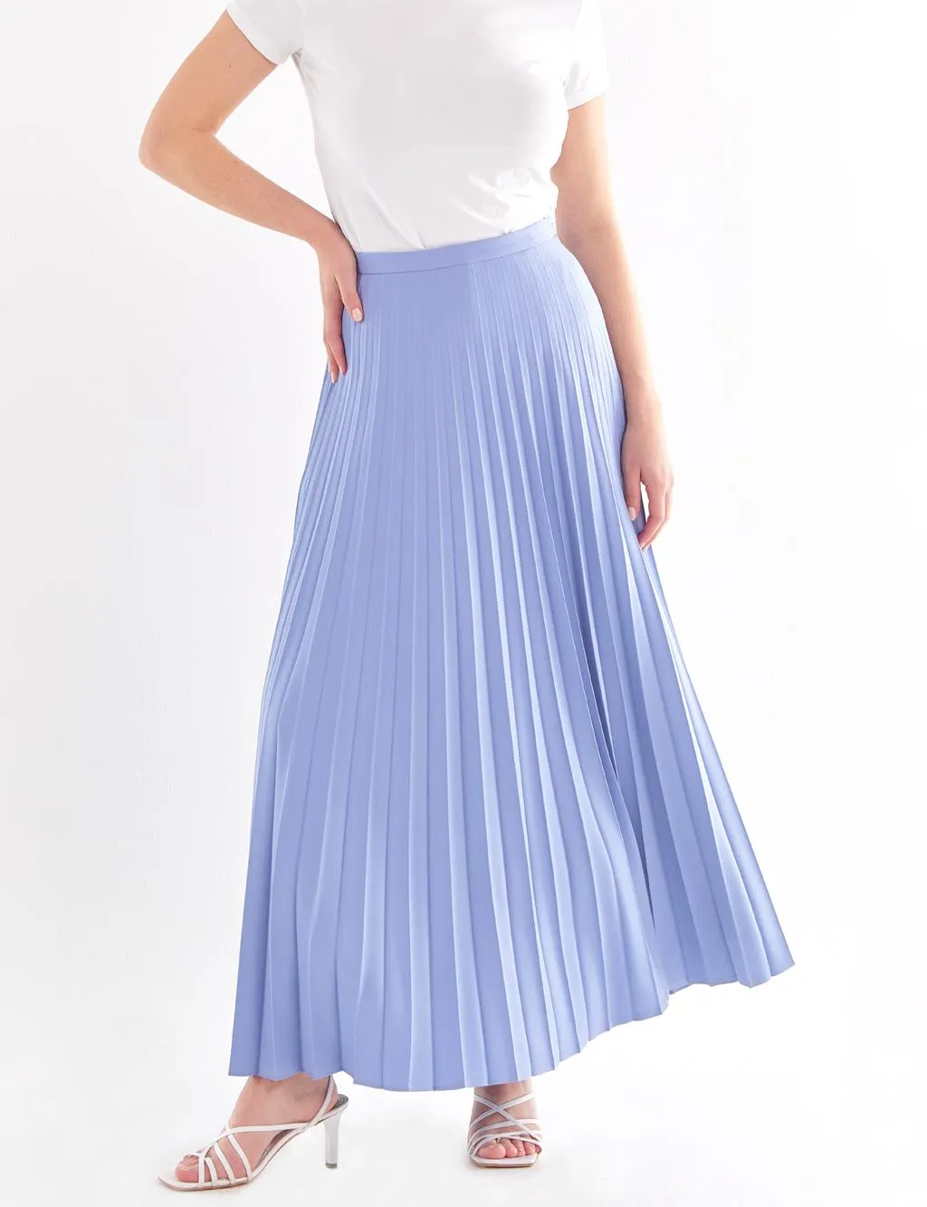 Basic Pleated Skirt Aviator Blue