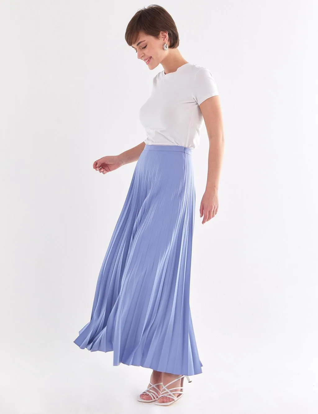 Basic Pleated Skirt Aviator Blue